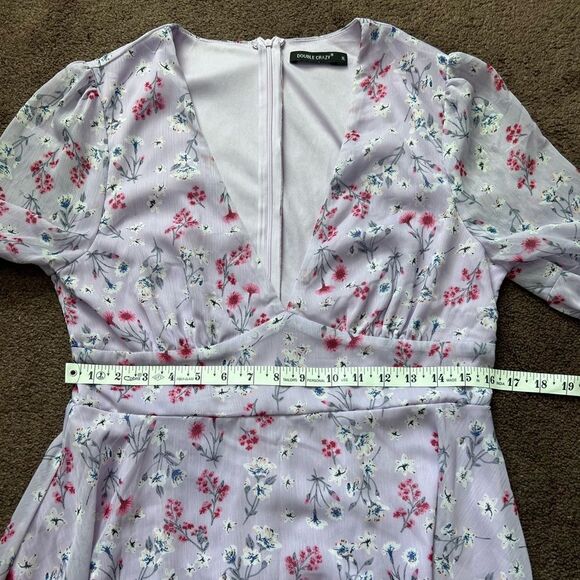 Floral Lavender Boho Bell Sleeve Mini Dress - Picture 12 of 13